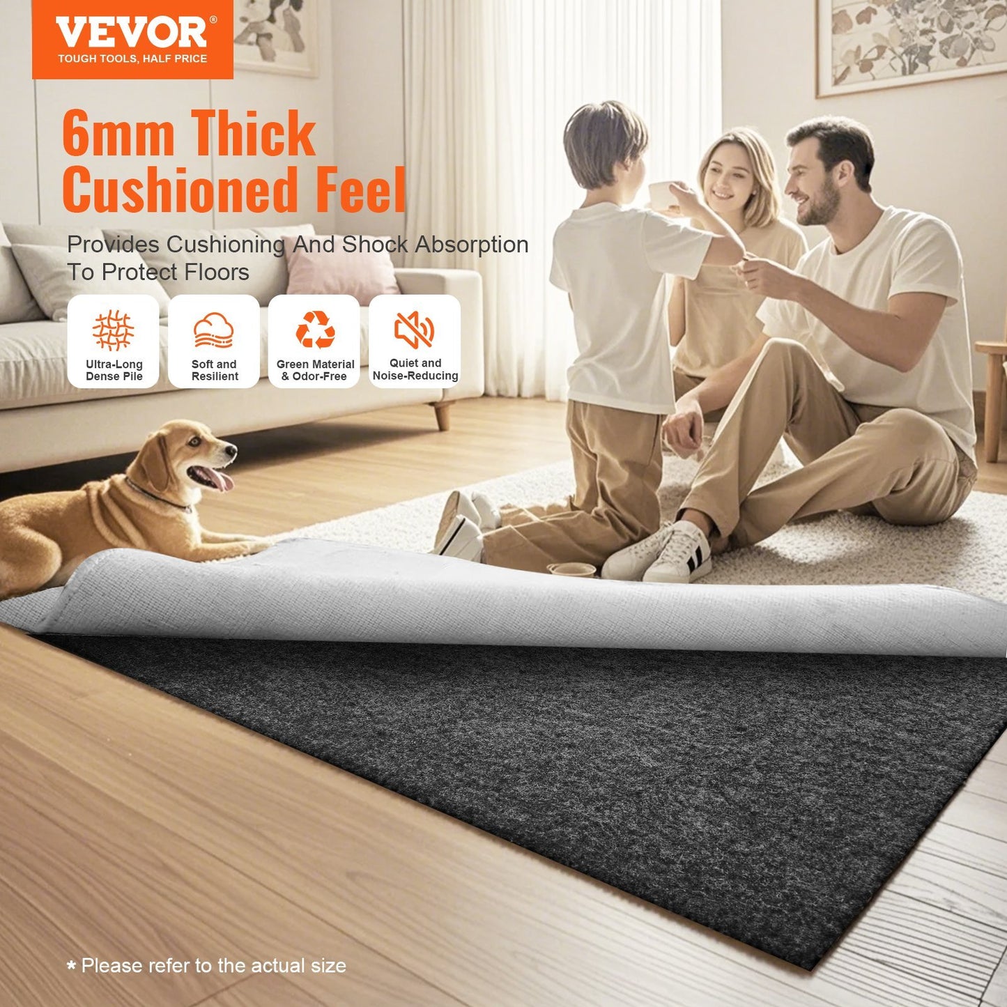 Non Slip Rug Pad Gripper 8 X 10 Carpet Mat 0.24Thick For All Floor