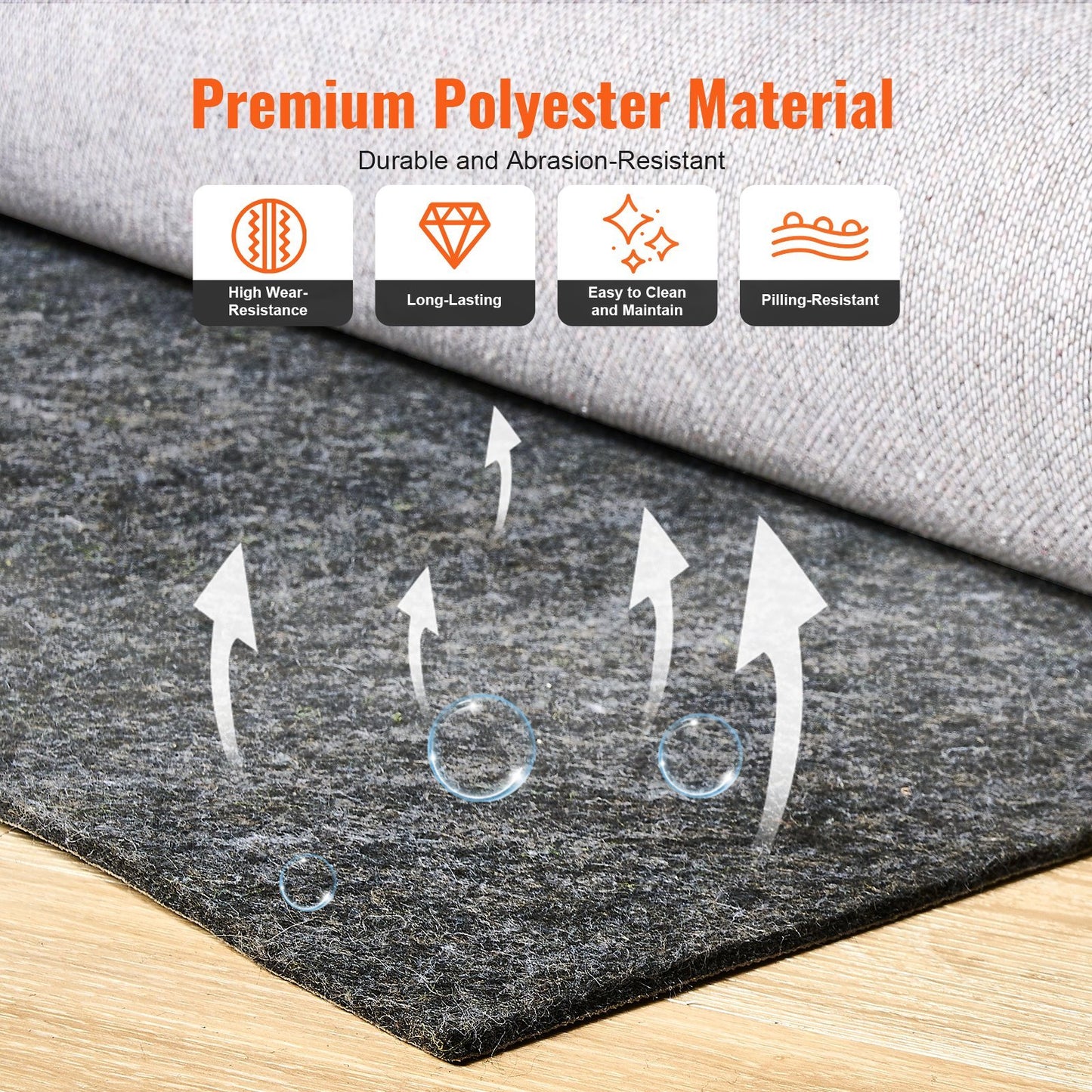 Non Slip Rug Pad Gripper 8 X 10 Carpet Mat 0.24Thick For All Floor