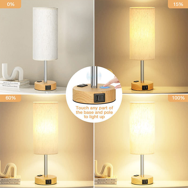 Night Wood Grain Three-gear Touch Dimming Decorative Table Lamp