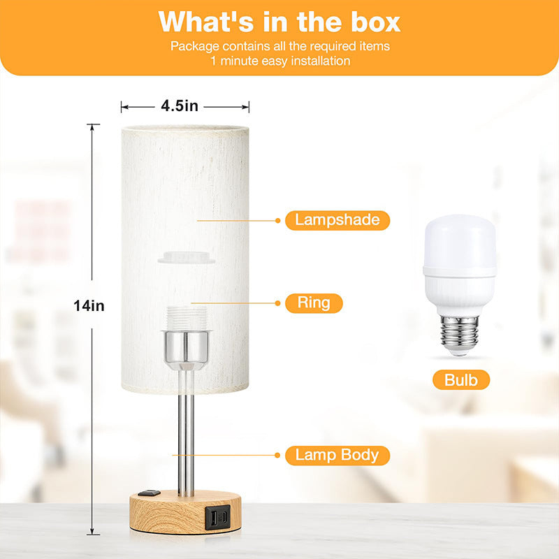 Night Wood Grain Three-gear Touch Dimming Decorative Table Lamp
