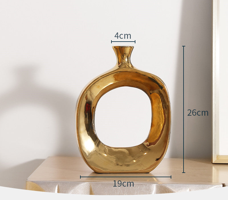 Electroplated Silver Ceramic Vase Desktop Decoration