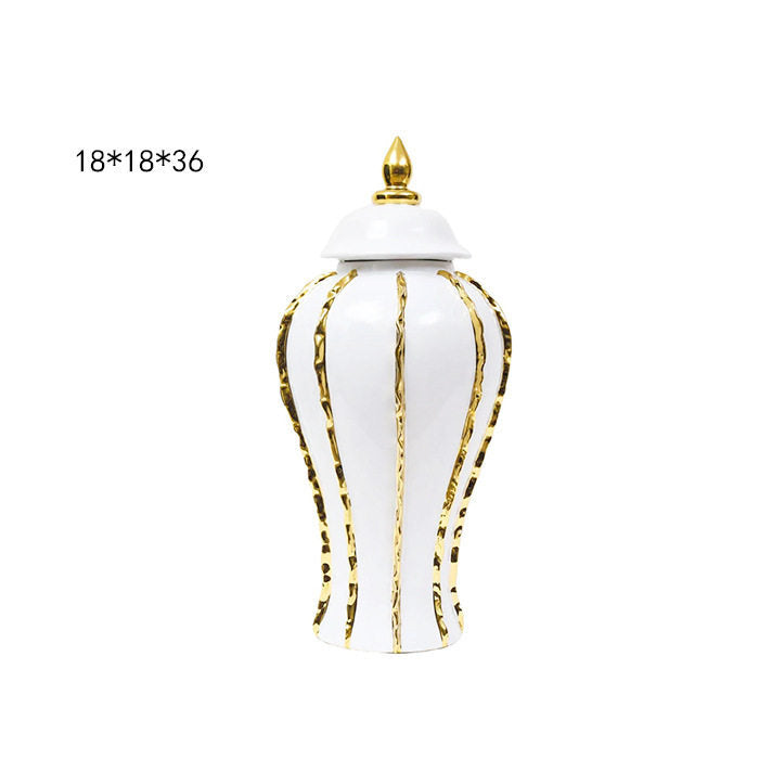 European Style Light Luxury Electroplated Ceramic Vase